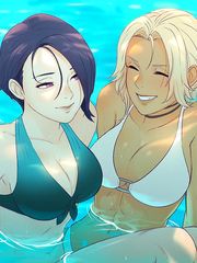 Catherine and Shamir swimming together (koyorin)